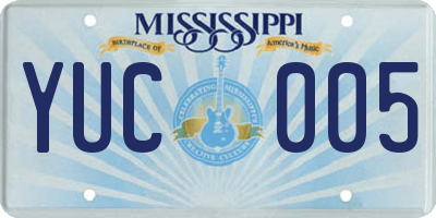 MS license plate YUC005