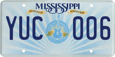 MS license plate YUC006