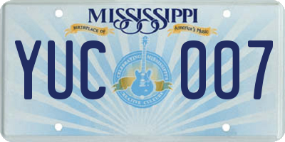 MS license plate YUC007