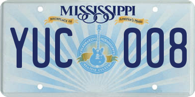 MS license plate YUC008