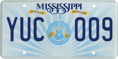 MS license plate YUC009