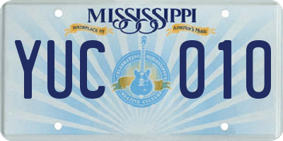 MS license plate YUC010