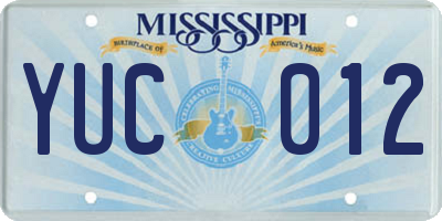 MS license plate YUC012