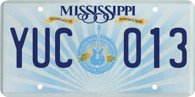 MS license plate YUC013