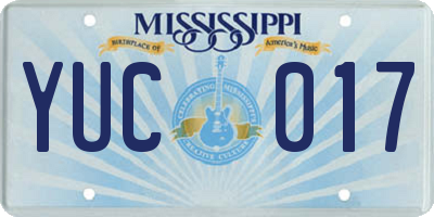 MS license plate YUC017