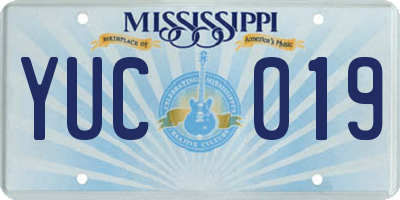 MS license plate YUC019