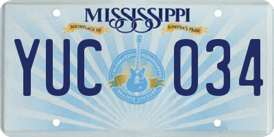 MS license plate YUC034
