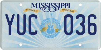 MS license plate YUC036
