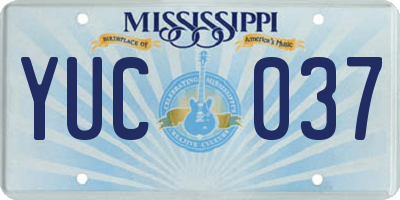 MS license plate YUC037
