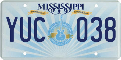 MS license plate YUC038