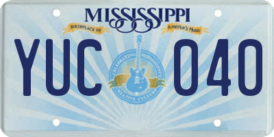 MS license plate YUC040