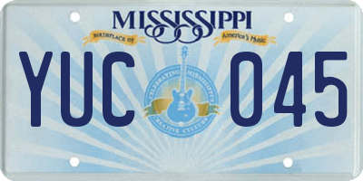 MS license plate YUC045