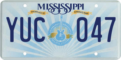MS license plate YUC047