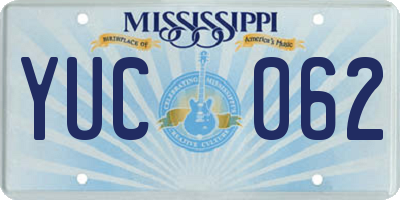 MS license plate YUC062