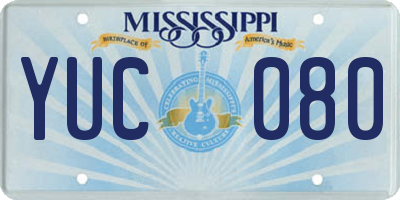 MS license plate YUC080