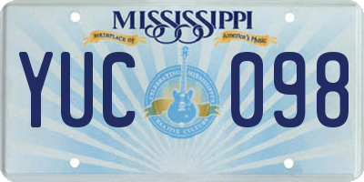 MS license plate YUC098