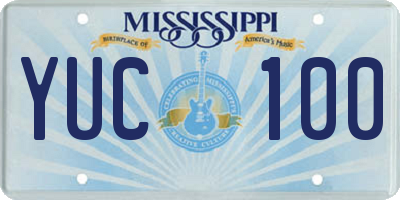 MS license plate YUC100
