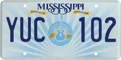MS license plate YUC102