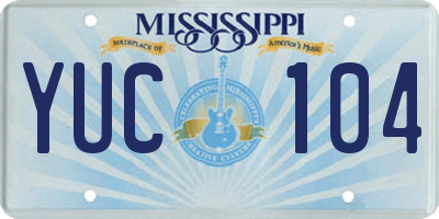 MS license plate YUC104