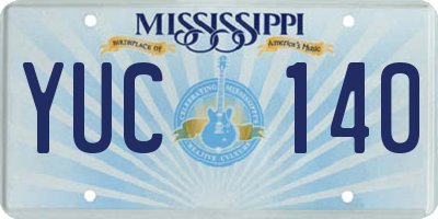 MS license plate YUC140