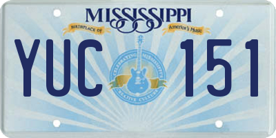 MS license plate YUC151