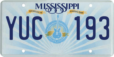 MS license plate YUC193