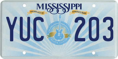 MS license plate YUC203