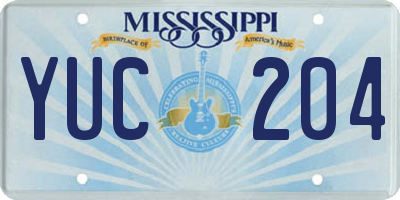 MS license plate YUC204