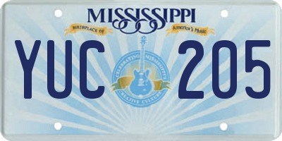 MS license plate YUC205