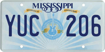 MS license plate YUC206