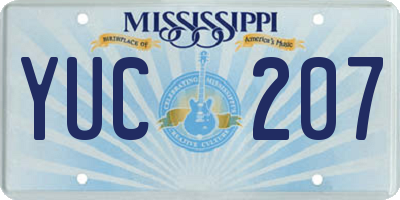 MS license plate YUC207