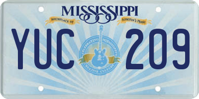 MS license plate YUC209