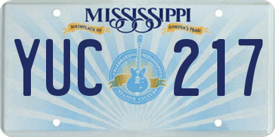 MS license plate YUC217