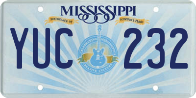 MS license plate YUC232