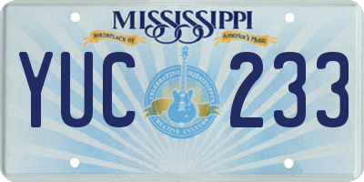 MS license plate YUC233