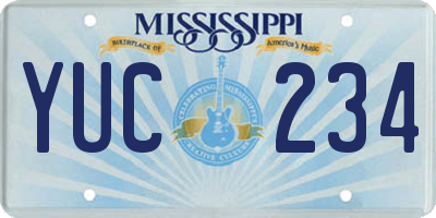 MS license plate YUC234