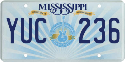 MS license plate YUC236