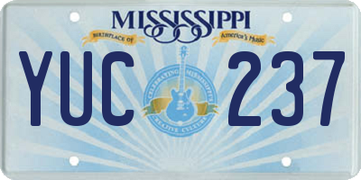 MS license plate YUC237