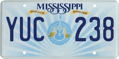 MS license plate YUC238