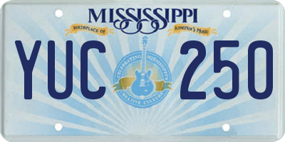 MS license plate YUC250