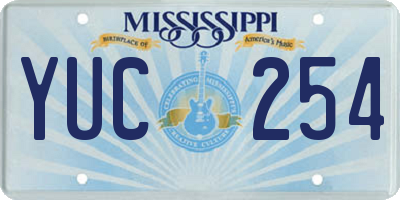 MS license plate YUC254