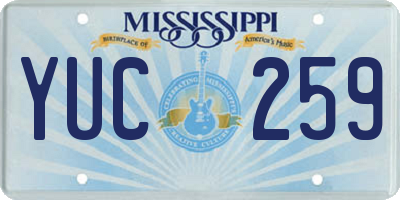 MS license plate YUC259
