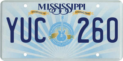 MS license plate YUC260