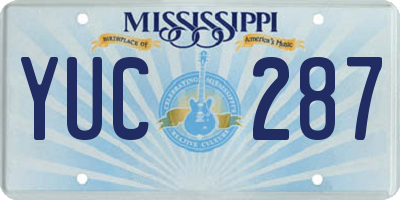 MS license plate YUC287