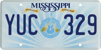 MS license plate YUC329