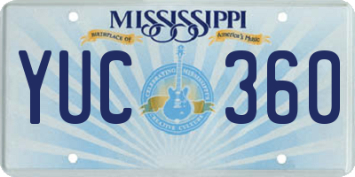 MS license plate YUC360