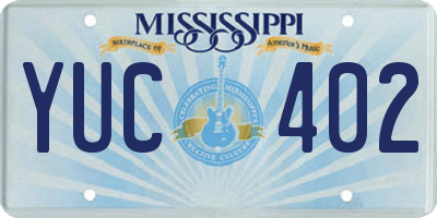 MS license plate YUC402