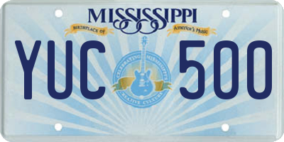 MS license plate YUC500