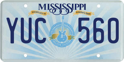 MS license plate YUC560