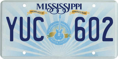 MS license plate YUC602